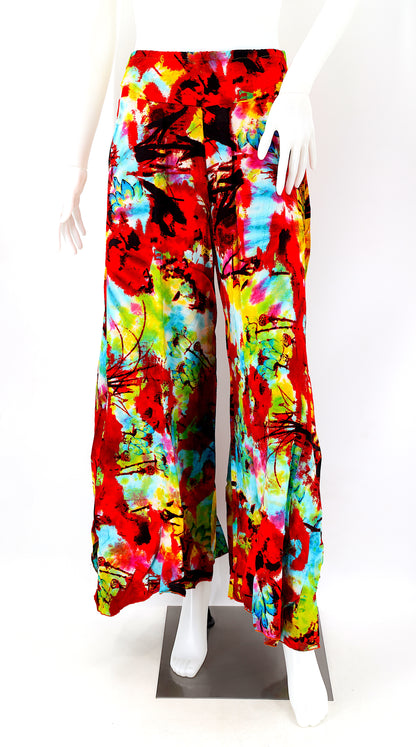 Colorful Rayon Palazzo Pants | Wide Leg Bohemian Trousers