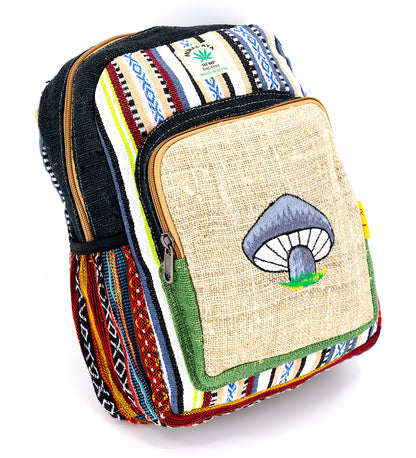 Mushroom Hemp Mini Backpack | Hand Embroidered Backpack