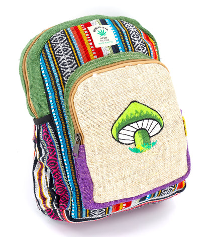Mushroom Hemp Mini Backpack | Hand Embroidered Backpack