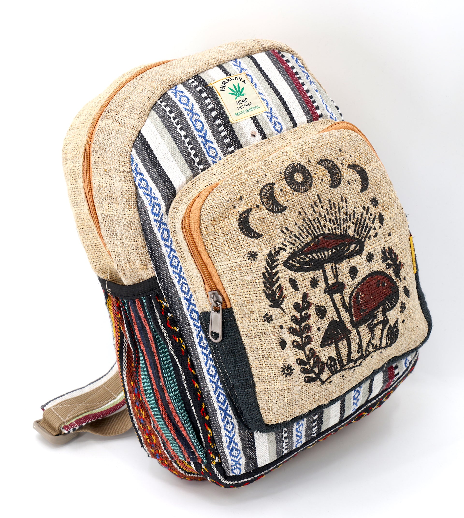 Mushroom Print Hemp Mini Backpack
