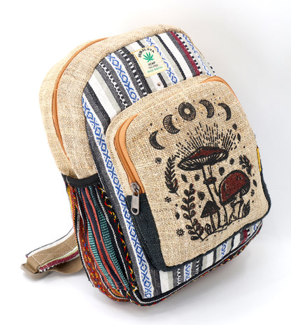 Mushroom Hemp Mini Backpack | Handmade Hemp Bag