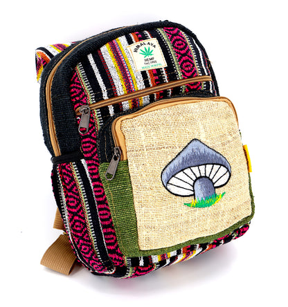 Mushroom Hemp Sling Backpack | Embroidered Shoulder Bag