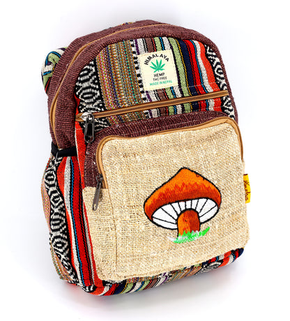 Mushroom Hemp Sling Backpack | Embroidered Shoulder Bag