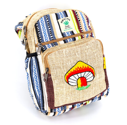 Mushroom Hemp Sling Backpack | Embroidered Shoulder Bag