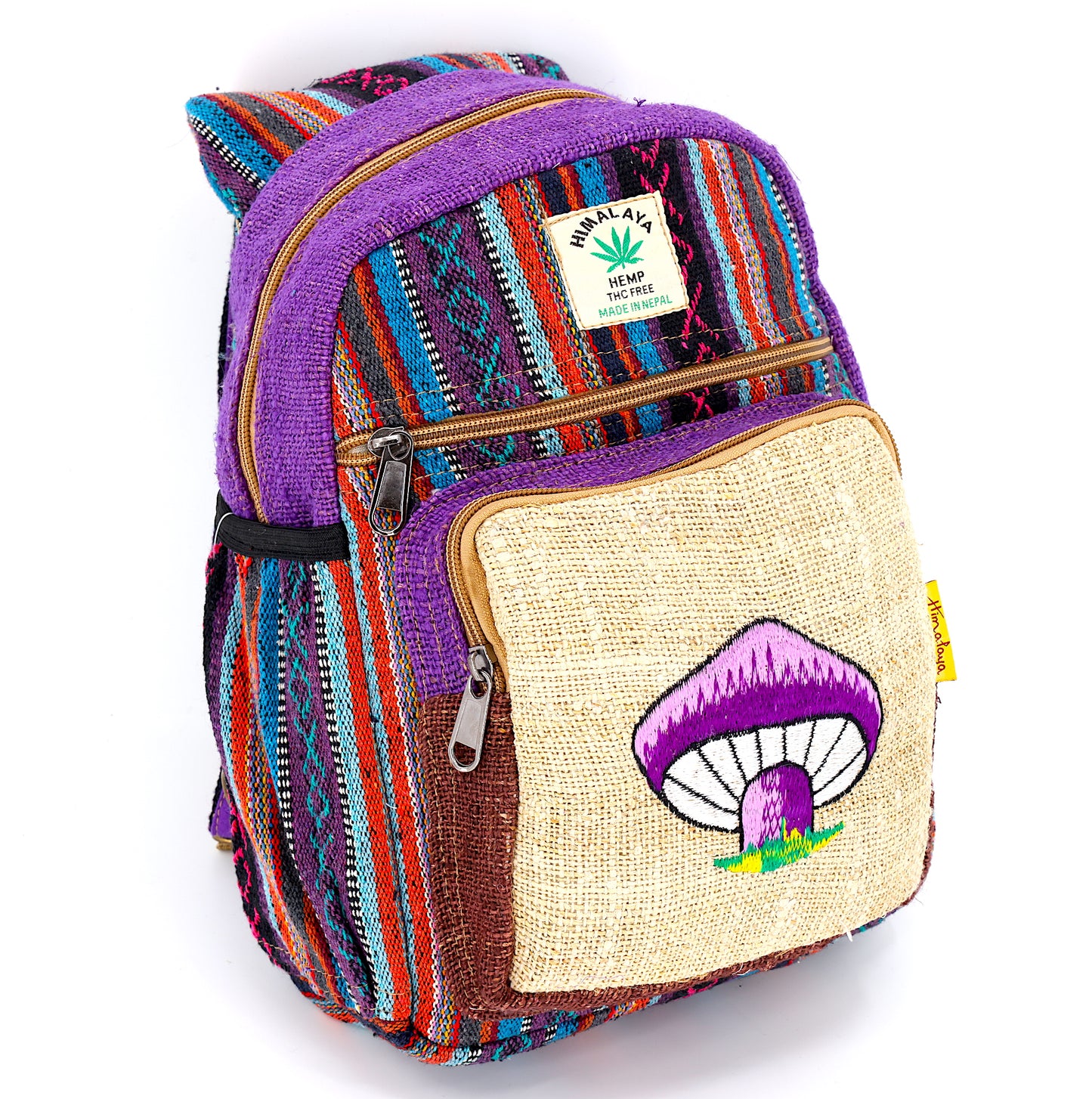 Hemp Mushroom Hand Embroidered Sling Backpack